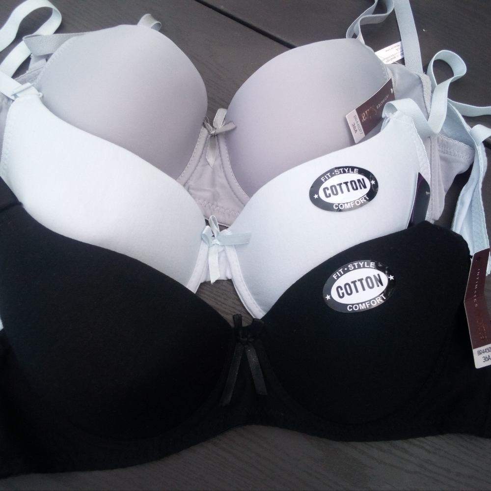 36 A Bra's black white and light purple